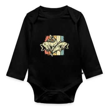 Pêcher vintage - Body Bébé bio manches longues - noir - Devant