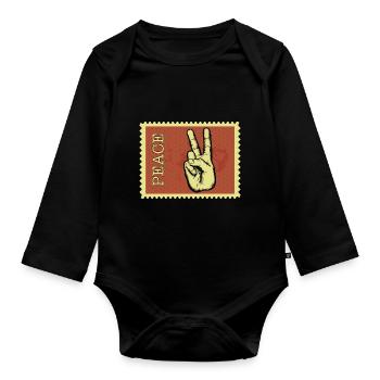 Peace - Baby Bio-Langarm-Body - Schwarz - Vorne