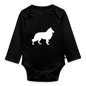 Collie Langhaar Hund - Baby Bio-Langarm-Body - Schwarz - Vorne