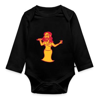 femme a barbe Drag queen travesti - Body Bébé bio manches longues - noir - Devant