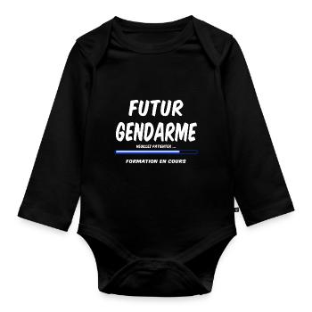 gendarme / gendarmerie - Body Bébé bio manches longues - noir - Devant