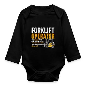 Forklift Operator Apparel Forklift Driver Funny Gi - Body Bébé bio manches longues - noir - Devant