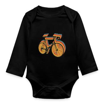 Rétro Vintage Vélo Vélo De Course Vélo de course - Body Bébé bio manches longues - noir - Devant