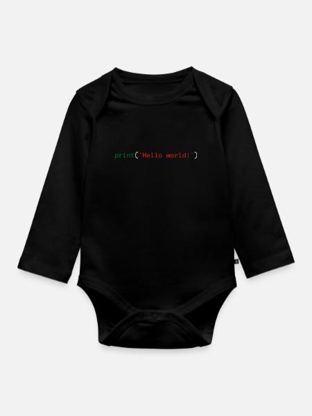 Python Hello World - Baby Bio-Langarm-Body - Schwarz