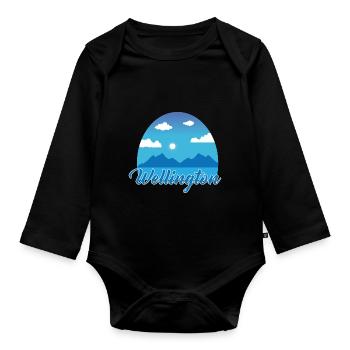 Wellington Traumurlaub in Blau - Baby Bio-Langarm-Body - Schwarz - Vorne