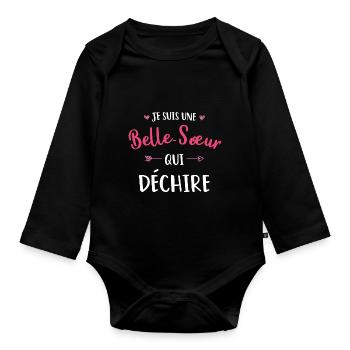 Je Suis Une Belle Soeur Qui Déchire - Body Bébé bio manches longues - noir - Devant