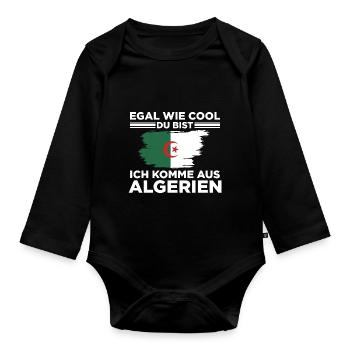 Algerier Algerische Flagge Algeria Amazigh L'alger - Baby Bio-Langarm-Body - Schwarz - Vorne
