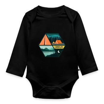 Camping Camper Outdoor Tent - Baby Bio-Langarm-Body - Schwarz - Vorne