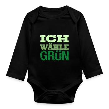 Annalena Anna 2021 Grüne Kanzlerin Bundestagswahl - Baby Bio-Langarm-Body - Schwarz - Vorne
