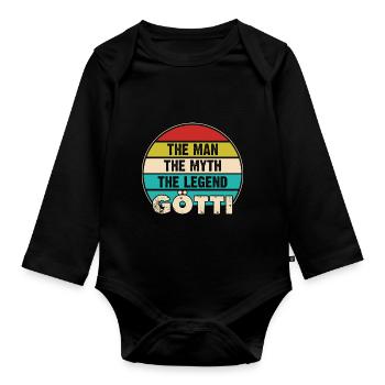 Götti Firmgötti Taufgötti Götti Fragen - Baby Bio-Langarm-Body - Schwarz - Vorne