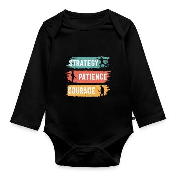 Strategie Geduld Mut Fechter Geschenke 2021 - Baby Bio-Langarm-Body - Schwarz - Vorne