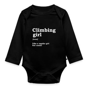 Climbing Girl Definition Noun Mountaineer Climber - Baby Bio-Langarm-Body - Schwarz - Vorne