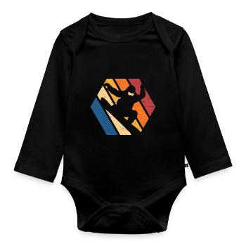 Snowboard Snowboarding Snowboarder Skiliebhaber - Baby Bio-Langarm-Body - Schwarz - Vorne