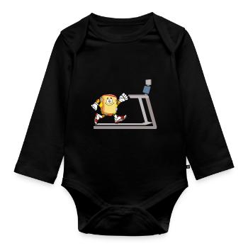 Sandwich Stirnband Lauband Fitness Läufer Laufen - Baby Bio-Langarm-Body - Schwarz - Vorne