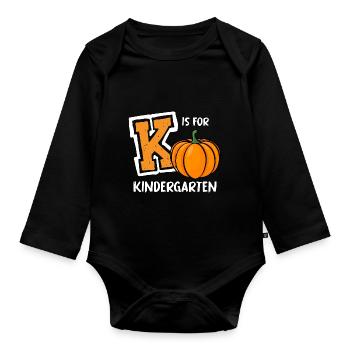 K ist für Kindergarten Vorschullehrer Geschenke - Baby Bio-Langarm-Body - Schwarz - Vorne