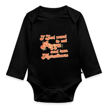 Pizza Und Marathon Läufer Laufen - Baby Bio-Langarm-Body - Schwarz - Vorne
