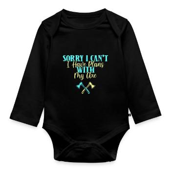 Axe throw axe throwing - Organic Longsleeve Baby Bodysuit - black - Front