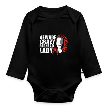 Crazy Redhead Lady Ginger Girl Girlfriend Red Hair - Organic Longsleeve Baby Bodysuit - black - Front
