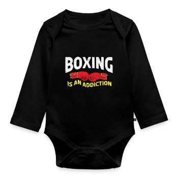 Boxen Boxer Kampfsport Boxring Boxhandschuhe - Baby Bio-Langarm-Body - Schwarz - Vorne