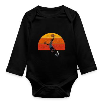 vintage basketball -basketball fan gift - Organic Longsleeve Baby Bodysuit - black - Front