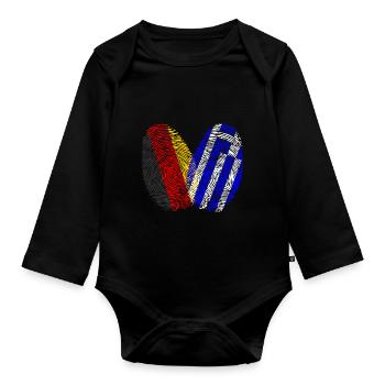 Empreinte digitale Grèce grecque - Body Bébé bio manches longues - noir - Devant