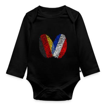 Empreinte digitale Hollande Pays-Bas Néerlandais - Body Bébé bio manches longues - noir - Devant