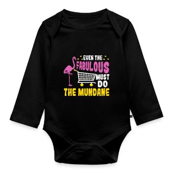 Flamingo Lustiges Flamingo Vogel Geschenk - Baby Bio-Langarm-Body - Schwarz - Vorne