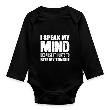 My opinion say sociable person poison - Organic Longsleeve Baby Bodysuit - black - Front