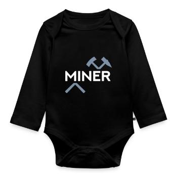 Miner (mallet and iron cut) - Organic Longsleeve Baby Bodysuit - black - Front