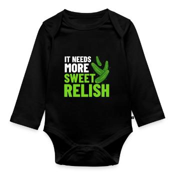 Sweet Relish Pickles Bottle Spice Jar - Organic Longsleeve Baby Bodysuit - black - Front
