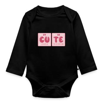 Sweet Copper Tellerium Cute Chemistry Chemist Flirt - Organic Longsleeve Baby Bodysuit - black - Front