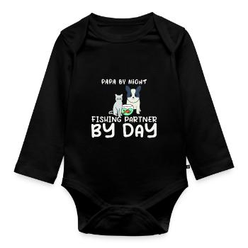 Papa By NIght Fishing Partner By Day Retirement Pla - Organic Longsleeve Baby Bodysuit - black - Front