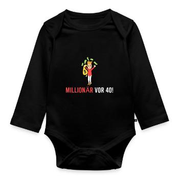 Millionnaire il y a 40 ans! - Body Bébé bio manches longues - noir - Devant