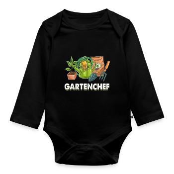 Gartenchef Gartenarbeit Gärtner Hobbygärtner Hobby - Baby Bio-Langarm-Body - Schwarz - Vorne