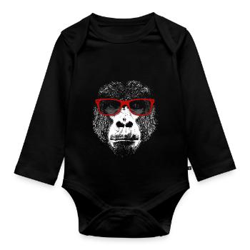 Gorille - Body Bébé bio manches longues - noir - Devant