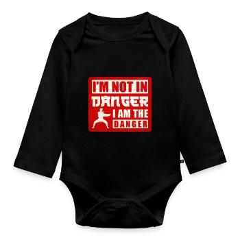 Karate Black Belt Gi Uniform I'M - Baby Bio-Langarm-Body - Schwarz - Vorne