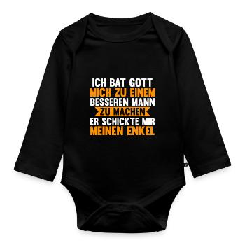Großvater Großpapa Opi Opa - Baby Bio-Langarm-Body - Schwarz - Vorne