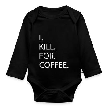drinking roastedbeans coffee present idea - Baby Bio-Langarm-Body - Schwarz - Vorne