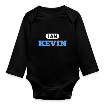 Kevin Name Spruch für stolze Kevins - Baby Bio-Langarm-Body - Schwarz - Vorne