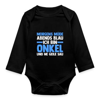 Patenonkel Pate Onkel - Baby Bio-Langarm-Body - Schwarz - Vorne