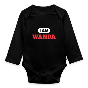 Wanda Name Spruch für stolze Wandas - Baby Bio-Langarm-Body - Schwarz - Vorne