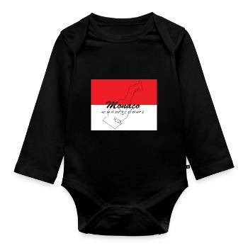 Monaco - Stadtstaat mit GPS & Flagge - Baby Bio-Langarm-Body - Schwarz - Vorne