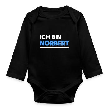 Norbert Name Spruch für stolze Norberts - Baby Bio-Langarm-Body - Schwarz - Vorne