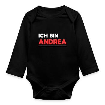 Andrea Name Spruch für stolze Andreas - Baby Bio-Langarm-Body - Schwarz - Vorne