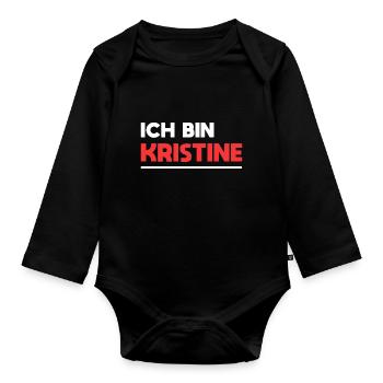 Kristine Name Spruch für stolze Kristines - Baby Bio-Langarm-Body - Schwarz - Vorne