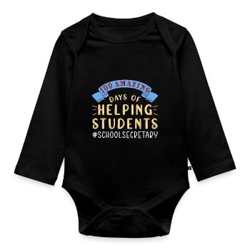 100 Days Of School - Organic Longsleeve Baby Bodysuit - black - Front