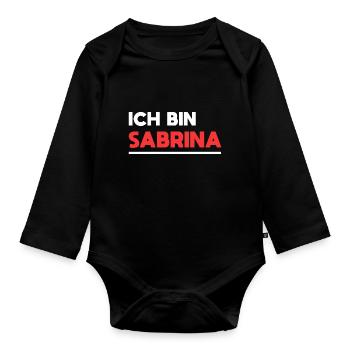 Sabrina Name Spruch für stolze Sabrinas - Baby Bio-Langarm-Body - Schwarz - Vorne
