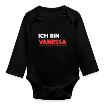 Vanessa Name Spruch für stolze Vanessas - Baby Bio-Langarm-Body - Schwarz - Vorne