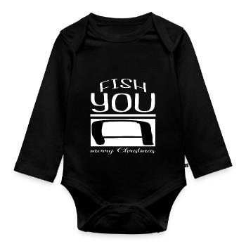 Carolina Couples Animation Angler Dinosaur Tshirt - Organic Longsleeve Baby Bodysuit - black - Front