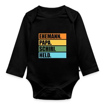 Schiri Unparteiischer Vater Papa Fußball Schiedsri - Baby Bio-Langarm-Body - Schwarz - Vorne